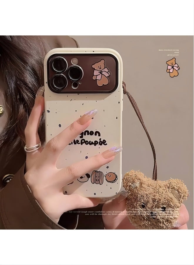 Compatible with iPhone16 Pro Max Case, Cute animals and Teddy Bea Pattern Shockproof Case Cover with Plush Bear Pendant Strap Girls Women Case for iPhone 16 Pro Max - Image 2